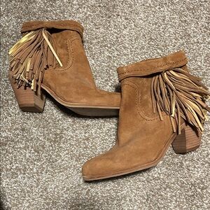 Sam Edelman Brown Fringe Ankle Booties